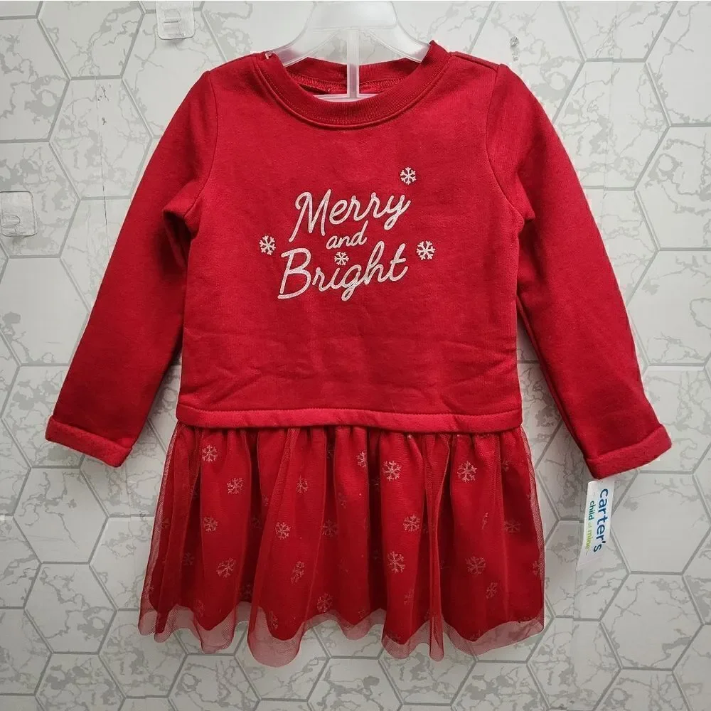 New Carter's Toddler Girls Christmas Holiday Tutu Dress